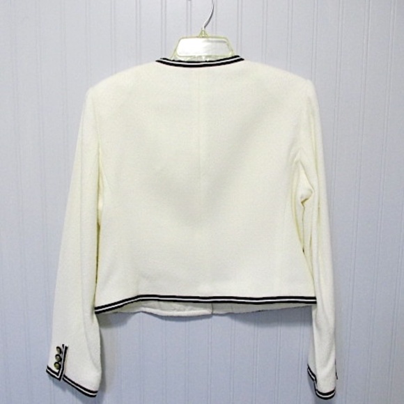 Ivory Cropped Jacket with Black Accents, Chanel-style, Size 8 - Picture 3 of 11